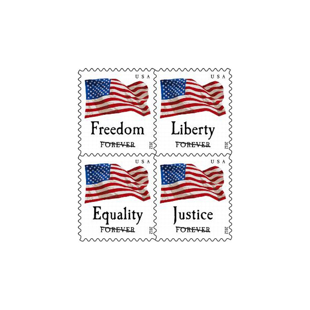 Four Flags Forever Stamps 2012 USPS Forever Stamps - U.S. Flag & Patriotic Stamps product image