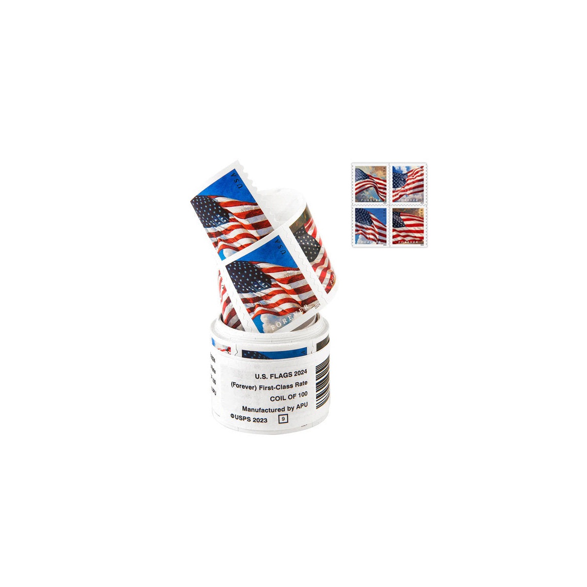 U.S. Flag Forever Stamps Roll of 100 2024 USPS Forever Stamps - Hot Deals & Bulk Savings product image