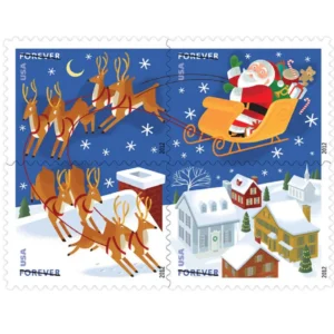 Santa and Sleigh 2012 USPS Forever Stamps - Booklet of 20 (5-Pack) - Holiday & Seasonal Stamps product image