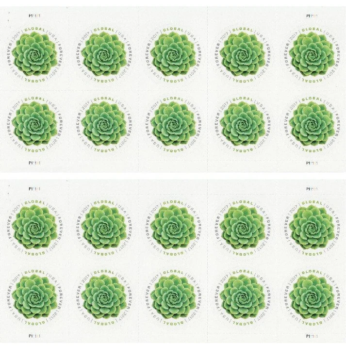 Global Green Succulent 2017 USPS Forever Stamps - Booklet of 10 (5-Pack) - Commemorative & Heritage Stamps product image