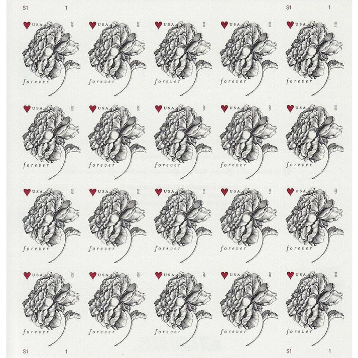 Vintage Rose 2015 USPS Forever Stamps - Sheet of 20 (5-Pack) - Commemorative & Heritage Stamps product image