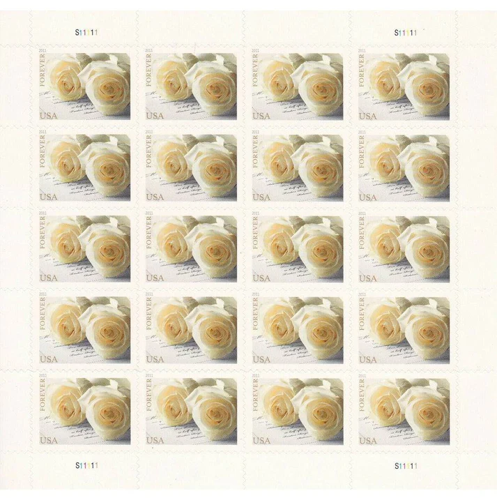 Wedding Roses 2011 USPS Forever Stamps - Sheet of 20 (5-Pack) - Commemorative & Heritage Stamps product image