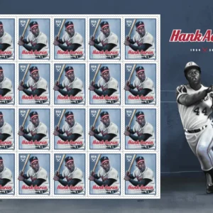 Hank Aaron 2024 USPS Forever Stamps - Sheet of 20 (5-Pack) - Commemorative & Heritage Stamps product image