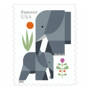 Elephants 2022 USPS Forever Stamps - Booklet of 20 (5-Pack) - Floral, Garden & Wildlife Stamps product image