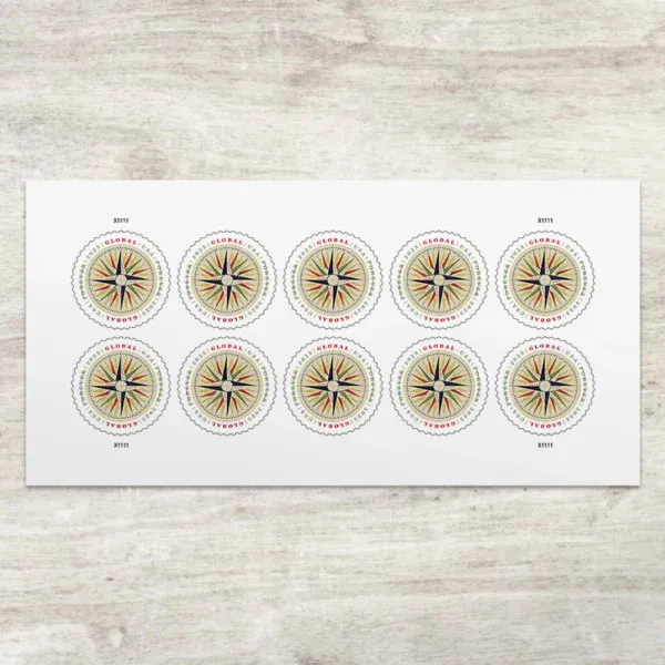 Global:1794 Compass Rose 2025 USPS Forever Stamps - Sheet of 10 (5-Pack) - Commemorative & Heritage Stamps product image
