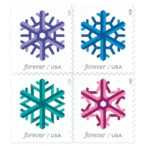 Geometric Snowflakes 2015 USPS Forever Stamps - Booklet of 20 (5-Pack) - Holiday & Seasonal Stamps product image