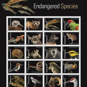 Endangered Species 2023 USPS Forever Stamps - Sheet of 20 (5-Pack) - Floral, Garden & Wildlife Stamps product image