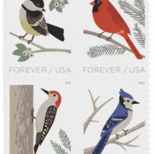 Birds in Winter 2018 USPS Forever Stamps - Booklet of 20 (5-Pack) - Floral, Garden & Wildlife Stamps product image