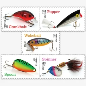 Freshwater Fishing Lures 2025 USPS Forever Stamps - Sheet of 20 (5-Pack) - Commemorative & Heritage Stamps product image