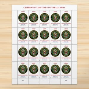 U.S. Army 250th 2025 USPS Forever Stamps - Sheet of 20 (5-Pack) - U.S. Flag & Patriotic Stamps product image