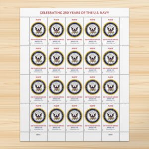 U.S. Navy 250th 2025 USPS Forever Stamps - Sheet of 20 (5-Pack) - U.S. Flag & Patriotic Stamps product image