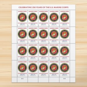 U.S. Marine Corps 250th 2025 USPS Forever Stamps - Sheet of 20 (5-Pack) - U.S. Flag & Patriotic Stamps product image